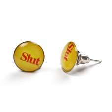 SLUT Stainless Steel Yellow Unisex Stud Earrings
