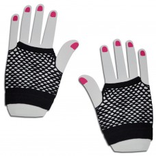 Short Fishnet Hand Gloves Party Fancy Dress Tutu (Black)