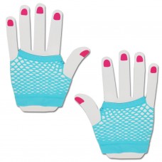Short Fishnet Hand Gloves Party Fancy Dress Tutu (Blue)