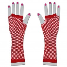 Long Fishnet Gloves Party Fancy Dress Tutu (Red)