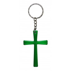 Christan Cross Green Metal Keyring