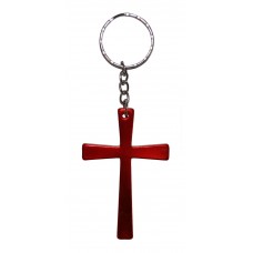Christan Cross Red Metal Keyring