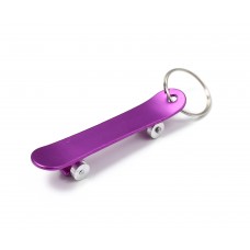 Skateboard Purple Metal Keyring
