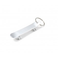 Skateboard Silver Metal Keyring