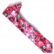 Mens Pink Dancing Skeletons Neck Tie (Ti22)