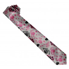 Mens White Dancing Skeletons Neck Tie (Ti23)