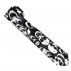 Mens Black With Large Skulls Neck Tie (Ti32) Mens Black With Large Skulls Neck Tie (Ti32)