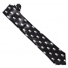 Mens Black With Skull and Crossbones Neck Tie (Ti34) Mens Black With Skull and Crossbones Neck Tie (Ti34)