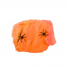 Halloween Stretchy Fake Cob Web and Spiders Decoration Orange 