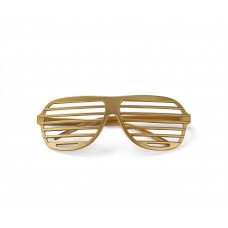 Gold Shutter Shades Fun Novelty Plastic Party Sunglasses