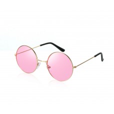 John Lennon Style Pink Flat Lens Round Sunglasses UV400 Protection