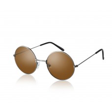 John Lennon Style Brown Flat Lens Round Sunglasses UV400 Protection