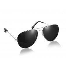 Pilot Style Silver Silver With Black Lens Sunglasses Designer Unisex UV400 Protection Shades (Pack of 3)