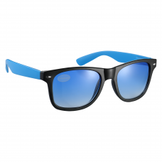 2-Tone Black and Blue Retro Drifter Style Unisex Sunglasses With Clear Lens