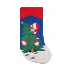 Christmas Tree Snowman Traditional Xmas Red Felt Stocking Sack (Pack of 1)