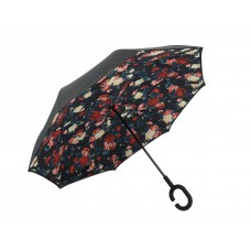 Strong Self Standing Windproof Umbrella Black and Floral