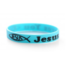 Jesus Loves You Blue Christian Silicone Wristband (Pack of 1)