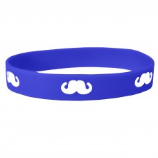 Dark Blue Moustache Movember Silicone Wristband
