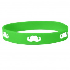 Green Moustache Movember Silicone Wristband