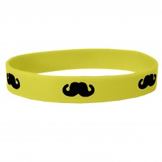 Yellow Moustache Movember Silicone Wristband