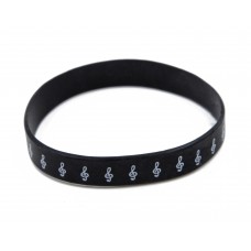 Treble Clef Black Music Themed Silicone Wristband (Pack of 1)