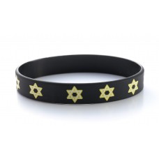 Star Of David Jewish Black Silicone Wristband (Pack of 1)